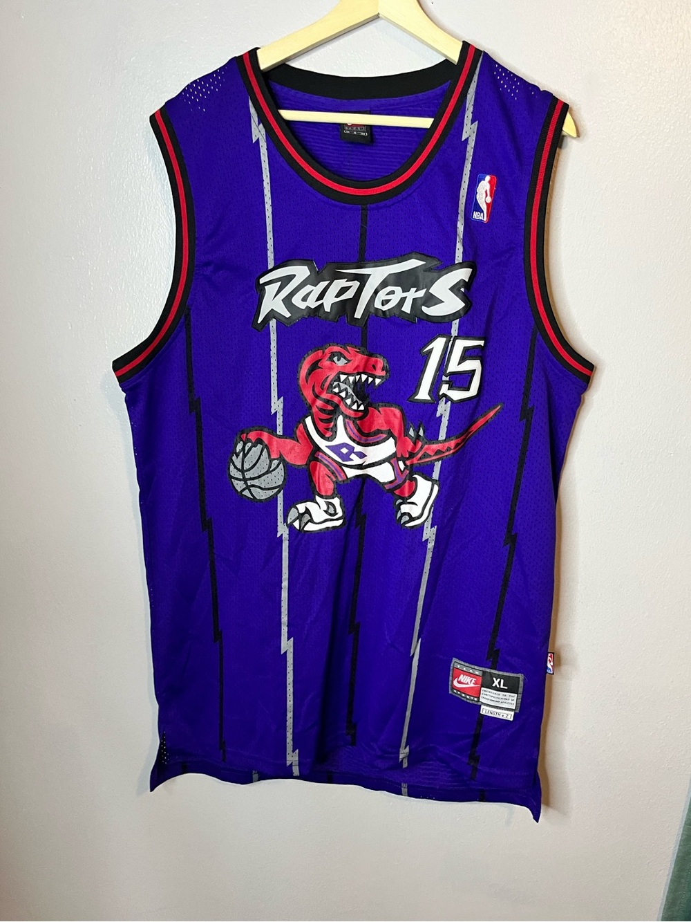 Vintage Nike Toronto Raptors Vince Carter NBA Jersey Size XL  Length+2 #15